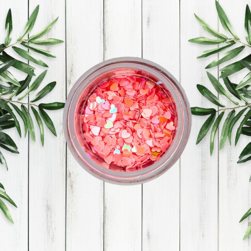 baby pink heart sequins